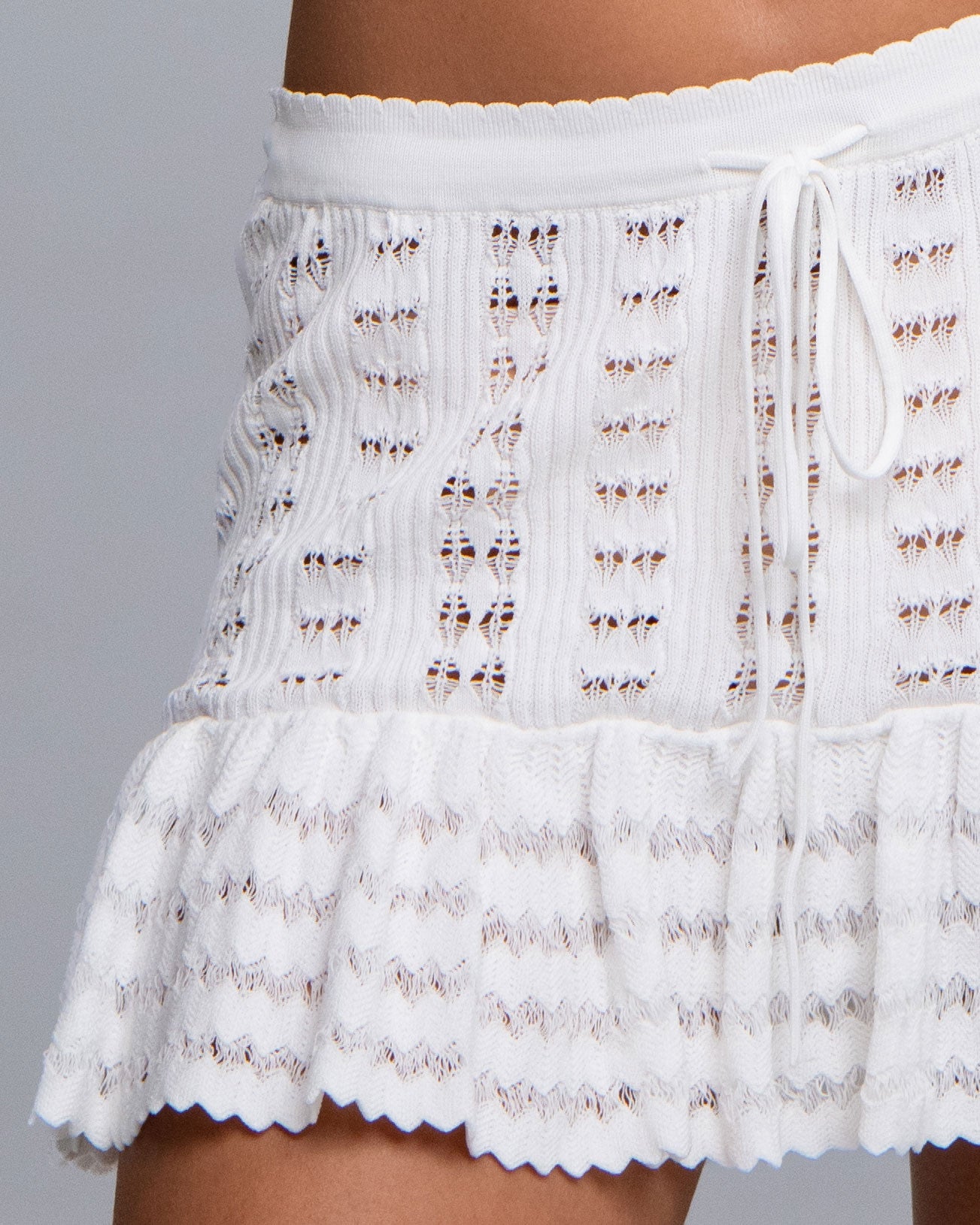 Starlight Mini Crochet Skirt in Tidal White | KHY by Kylie Jenner