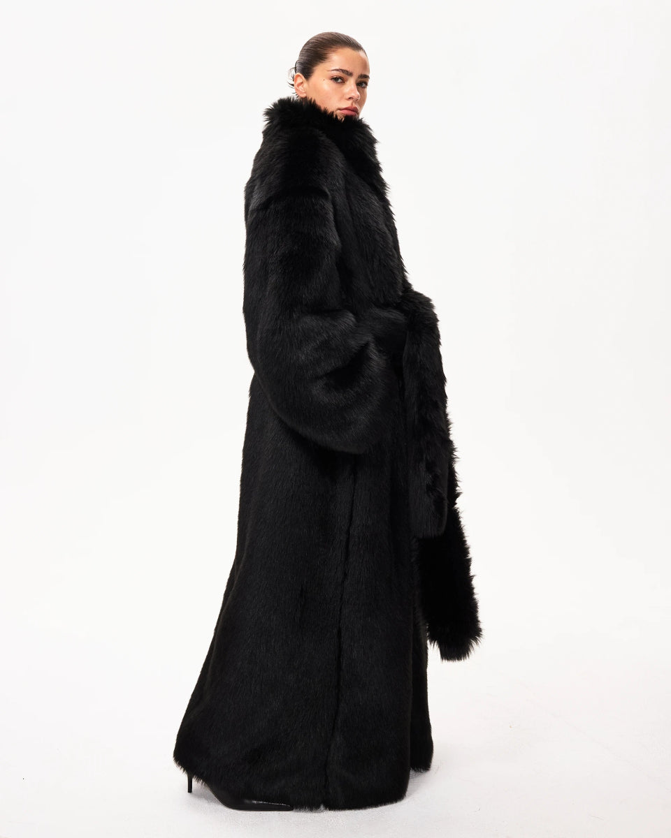 Faux Fur Coat | Black