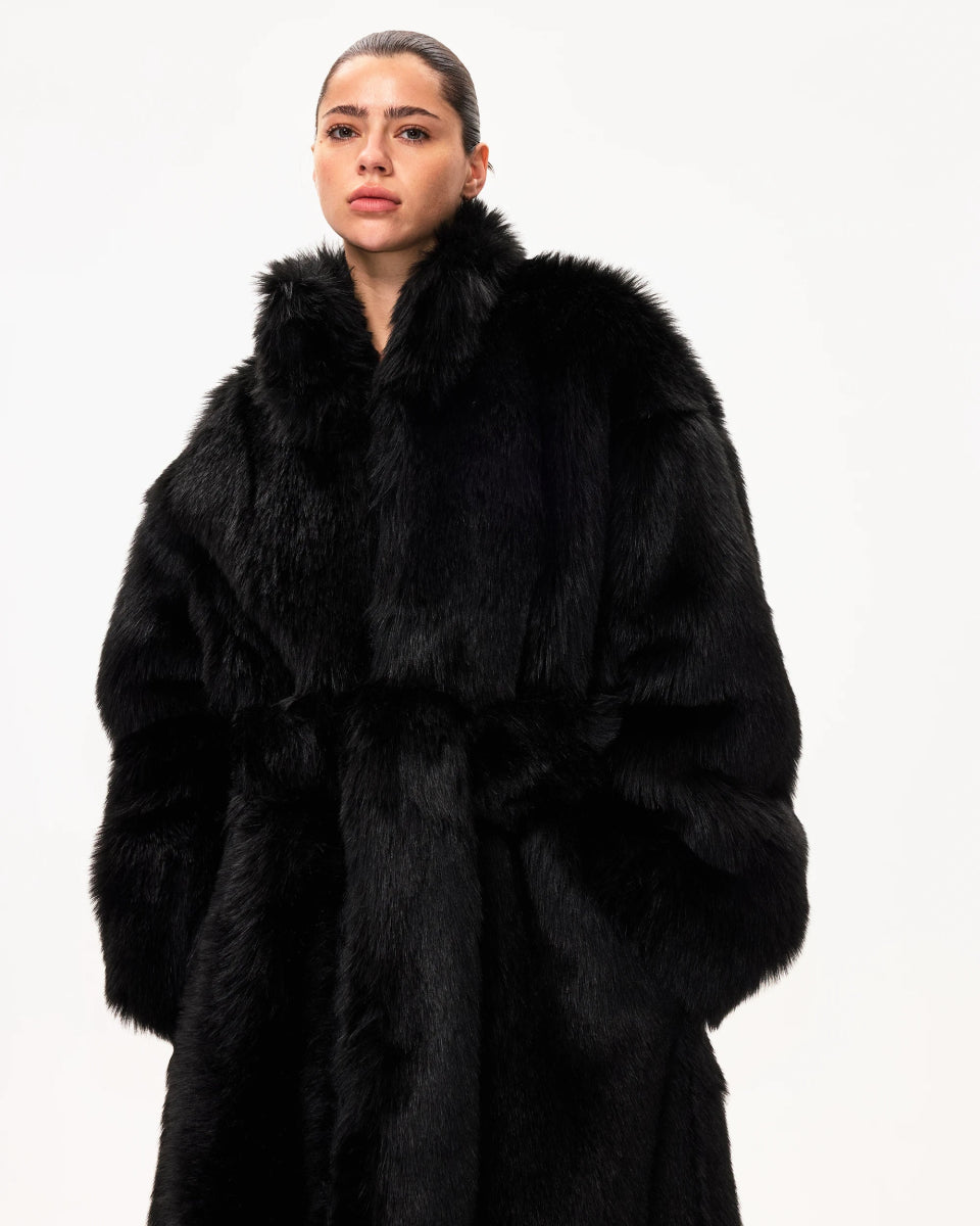 Faux Fur Coat | Black