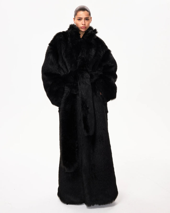 Faux Fur Coat | Black