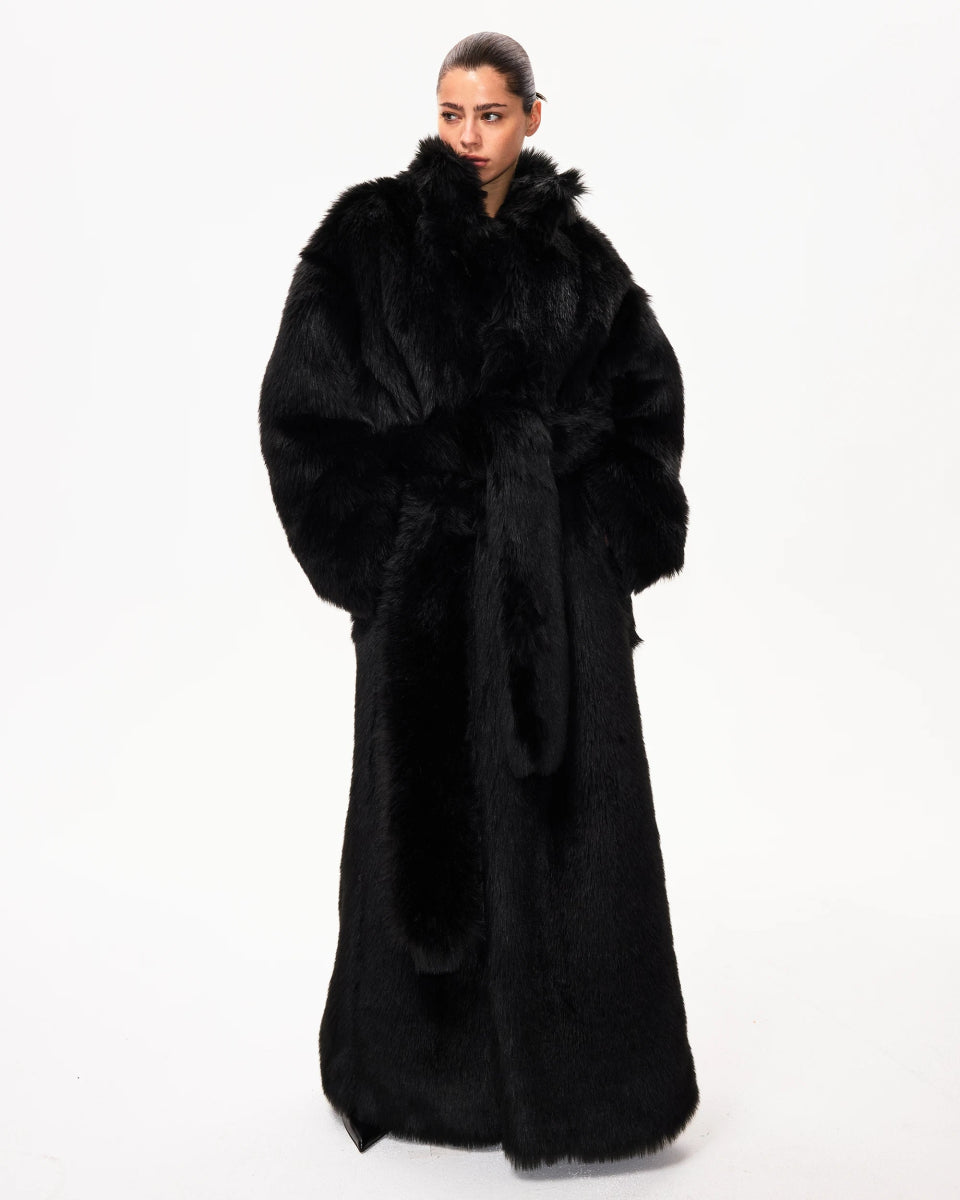Faux Fur Coat | Black