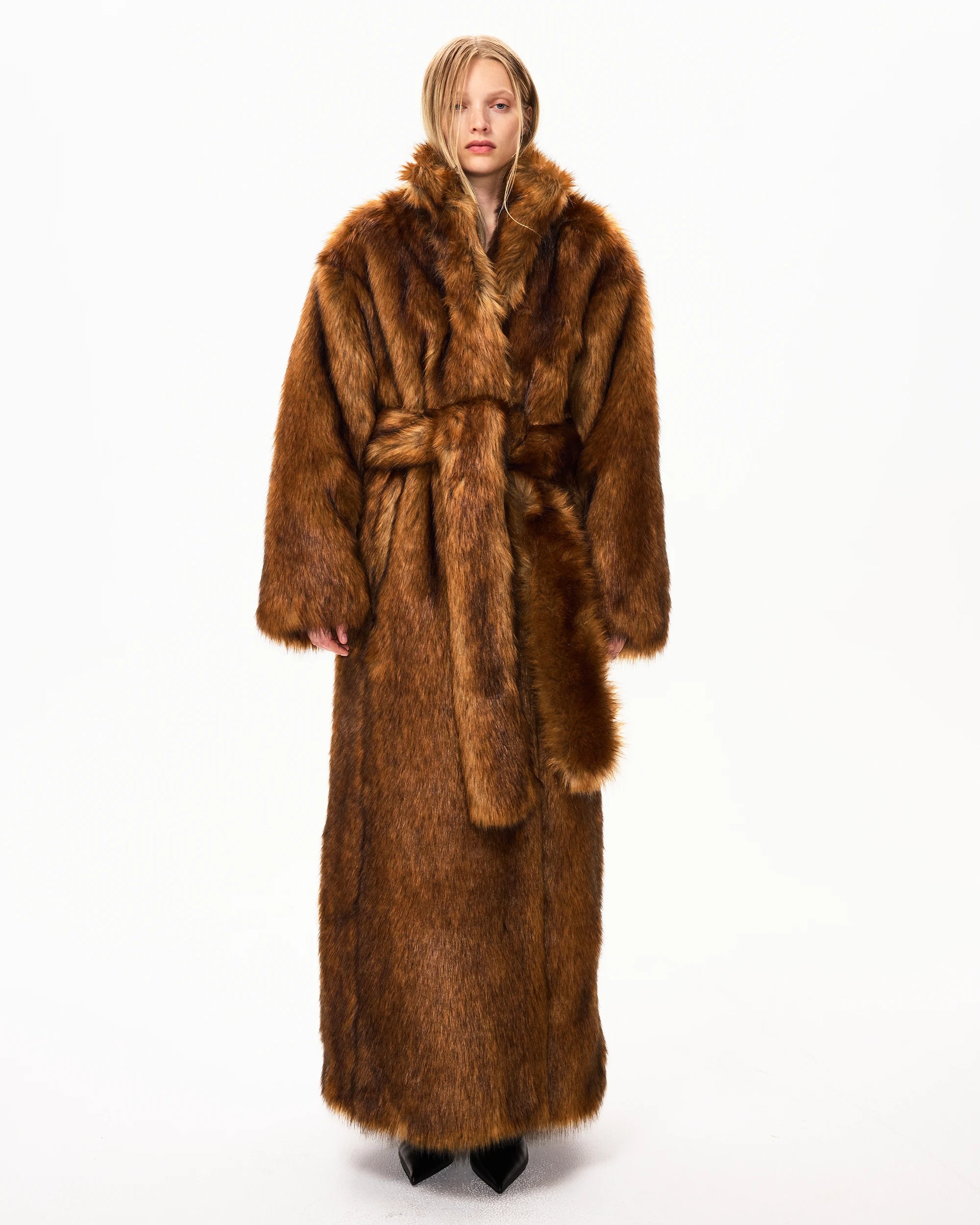 Brown Faux Fur Coat Outerwear Full | Khy