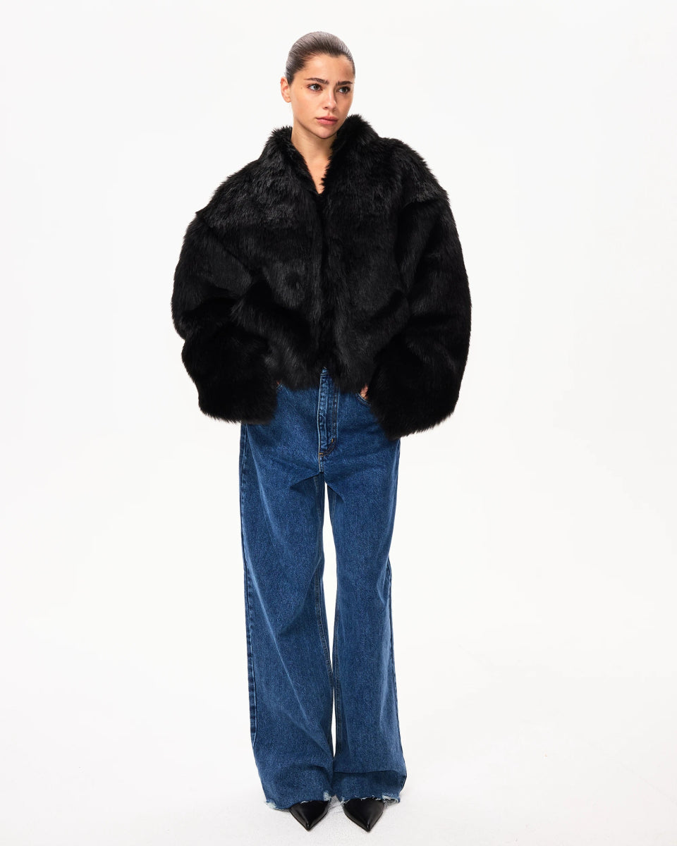 Faux Fur Jacket | Black