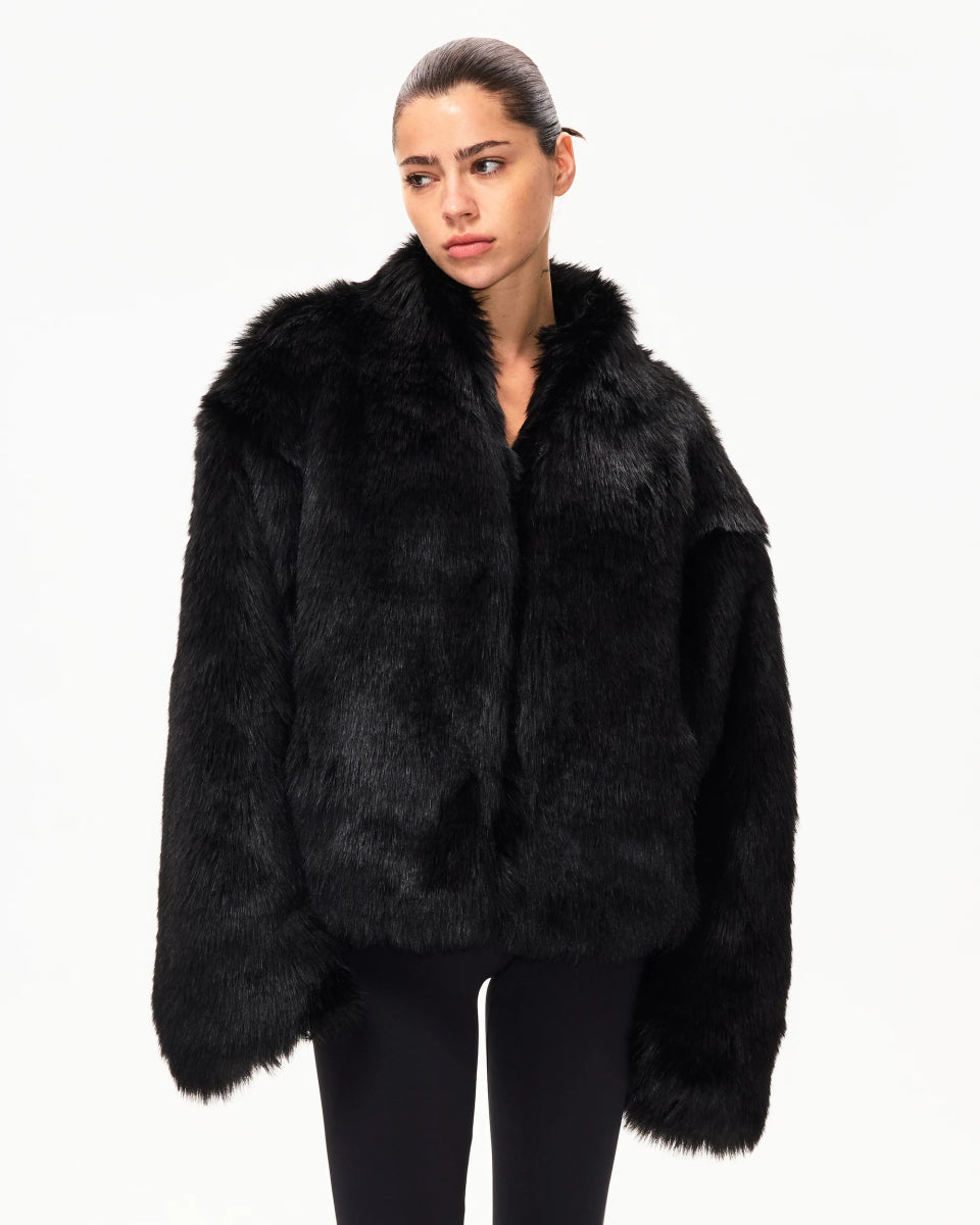 Faux Fur Jacket | Black