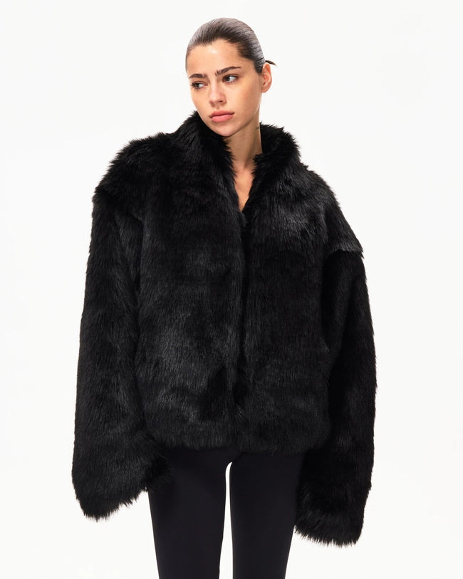 Faux Fur Jacket | Black