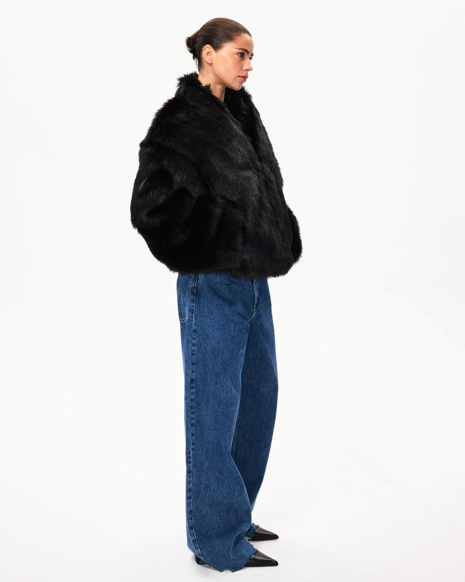 Faux Fur Jacket | Black