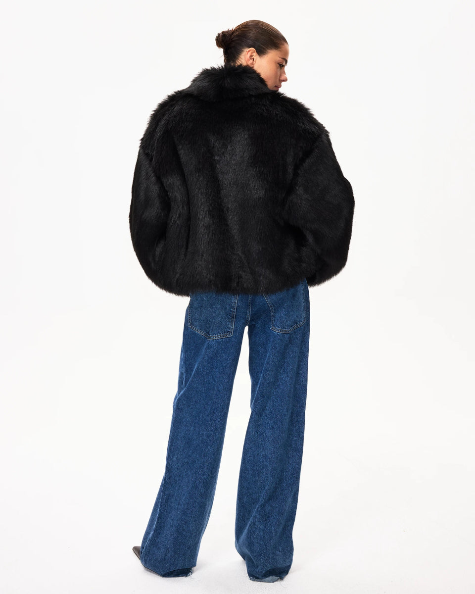 Faux Fur Jacket | Black