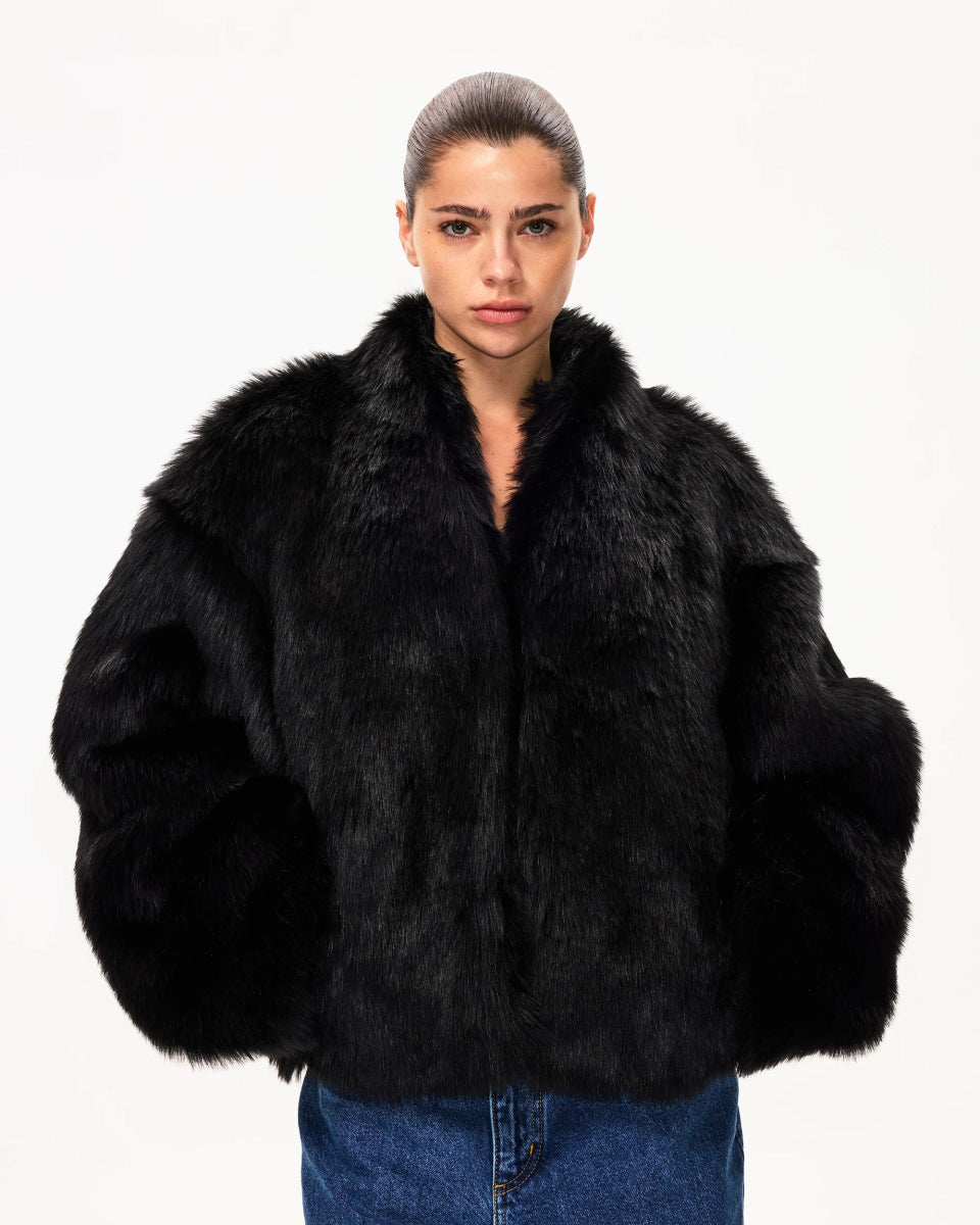 Faux Fur Jacket | Black