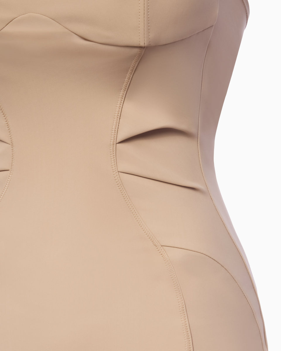 Fitted Halter Dress | Beige