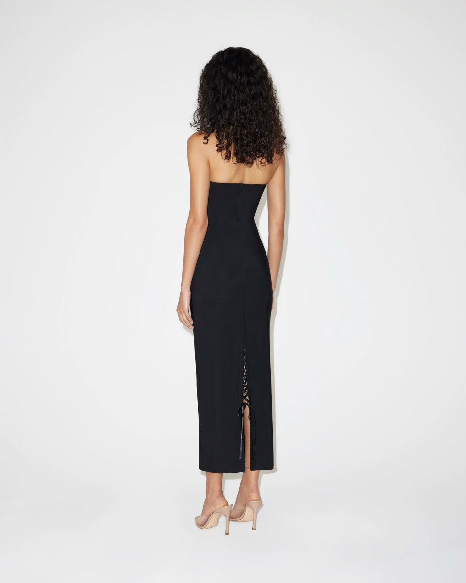 strapless halter dress Women's Black Fitted Halter Dress Stretch