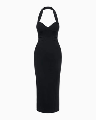 Fitted Halter Dress | Black