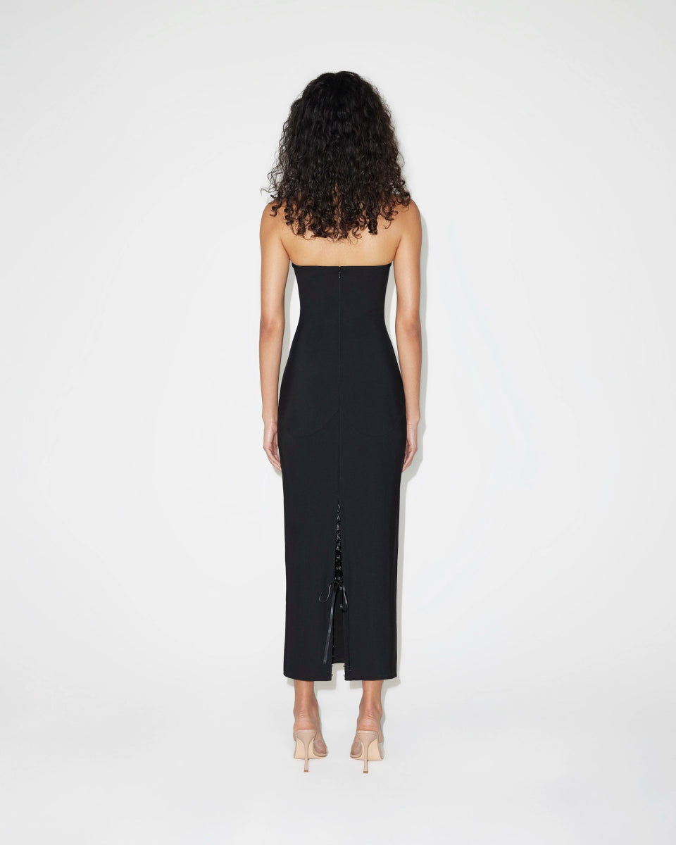 Fitted Halter Dress | Black