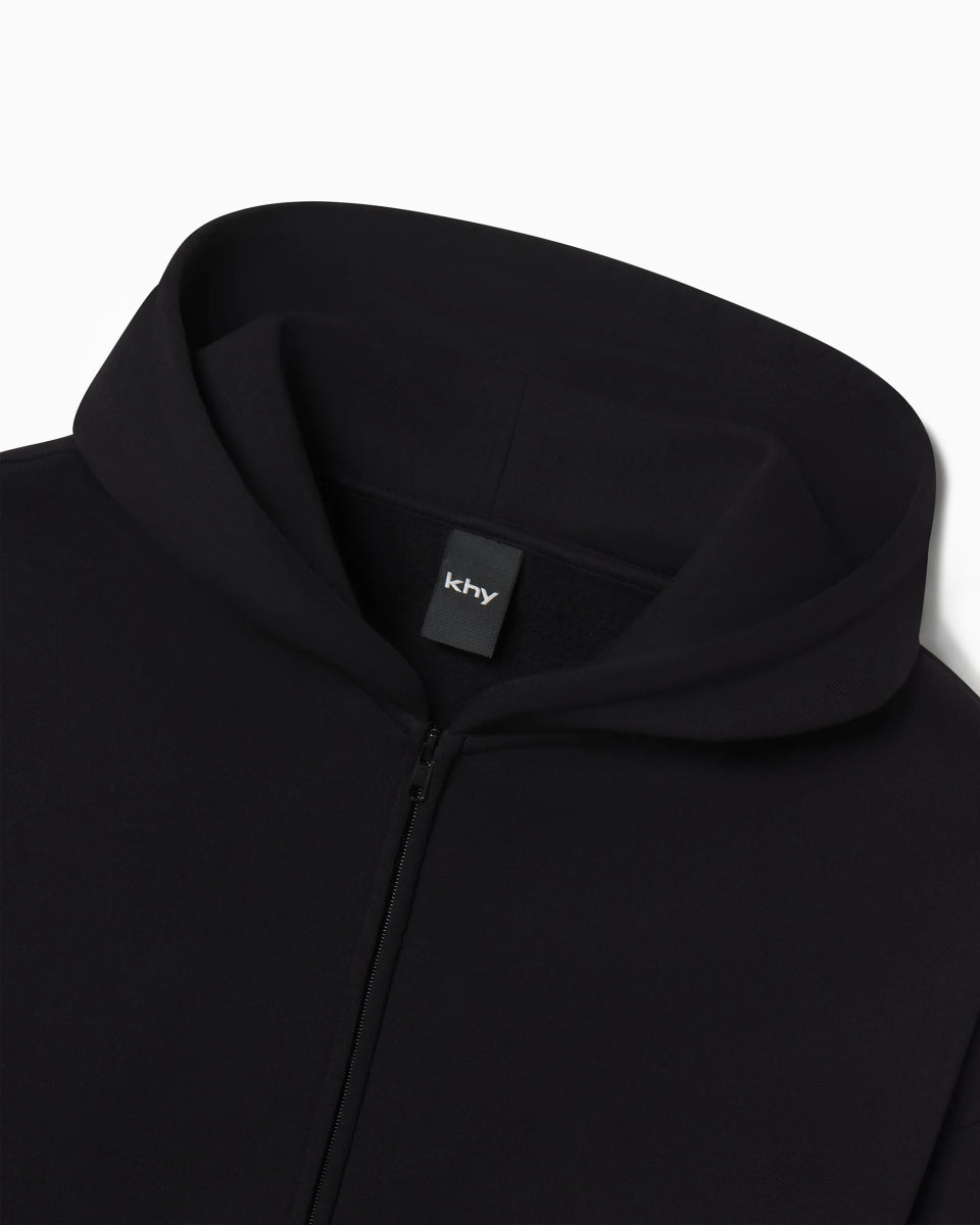 Fleece Oversized Zip Hoodie | Black