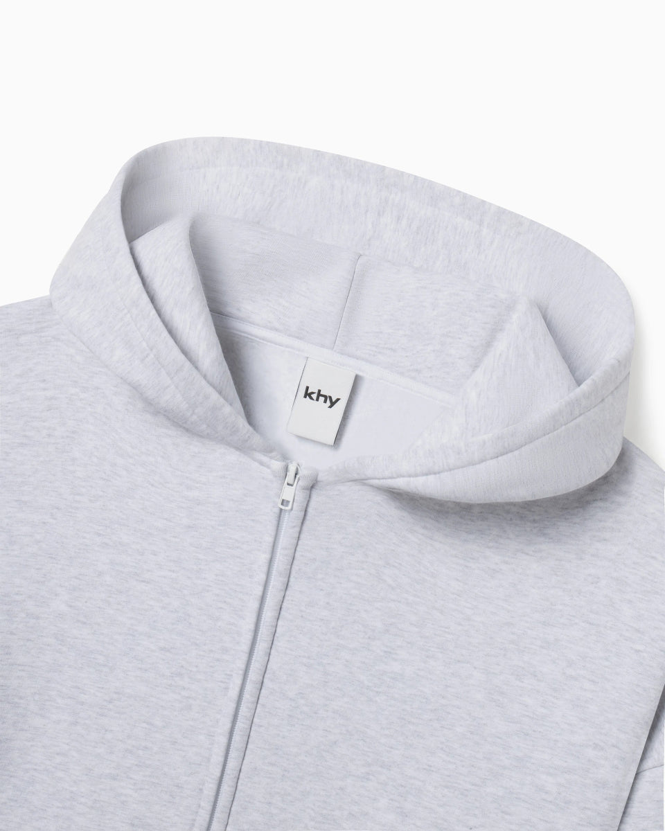 Fleece Oversized Zip Hoodie | Light Heather Grey – Khy Fleece Oversized Zip Hoodie | Light Heather Grey – Khy