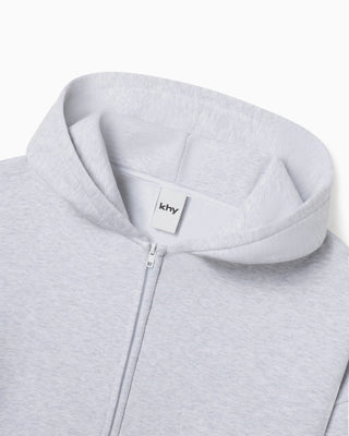 Grey Zip Up Hoodie Fleece Oversized | Khy