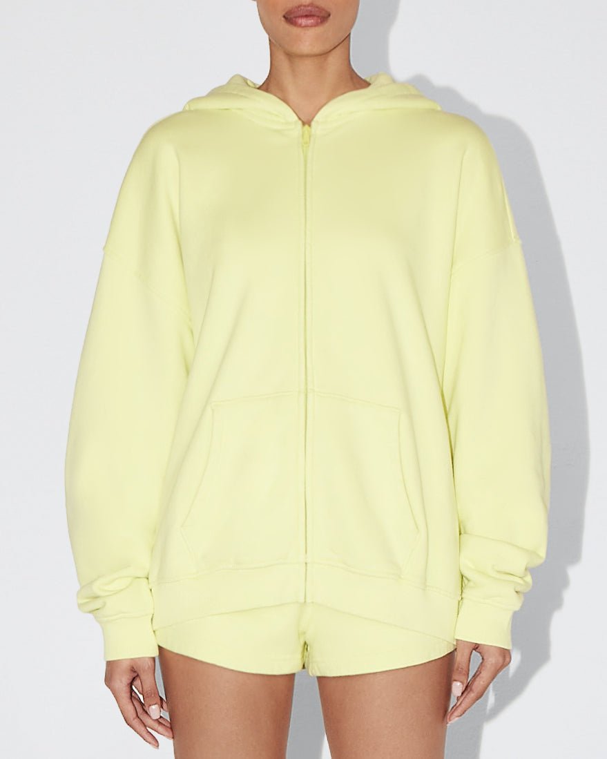 Fleece Oversized Zip Hoodie | Limoncello – Khy Fleece Oversized Zip Hoodie | Limoncello – Khy