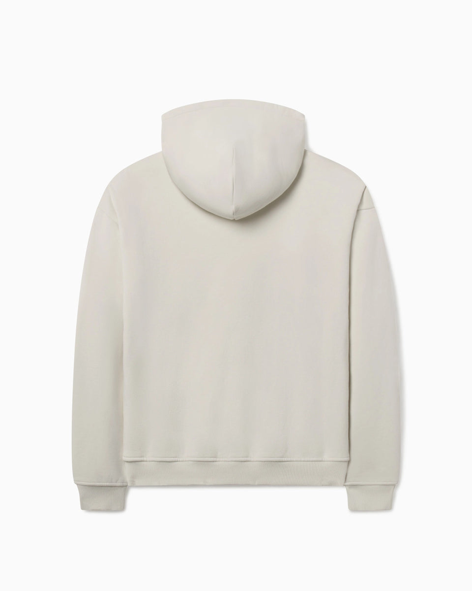 Fleece Zip Hoodie with Oversized Hood | Ecru