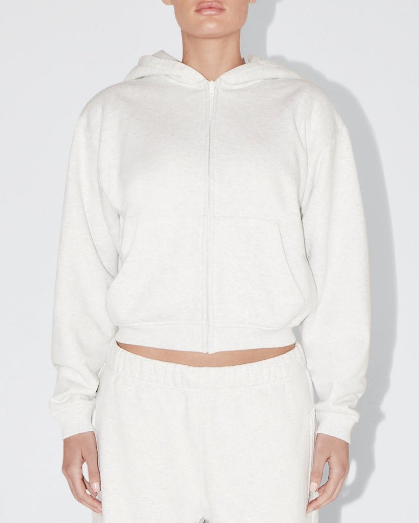 Fleece Zip Hoodie with Oversized Hood | Light Heather Grey – Khy Fleece Zip Hoodie with Oversized Hood | Light Heather Grey – Khy