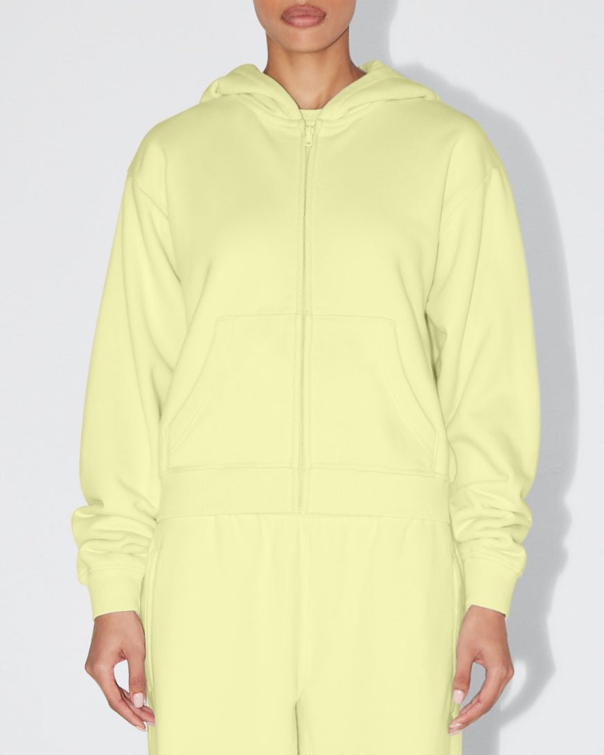 Fleece Zip Hoodie with Oversized Hood Limoncello – Khy