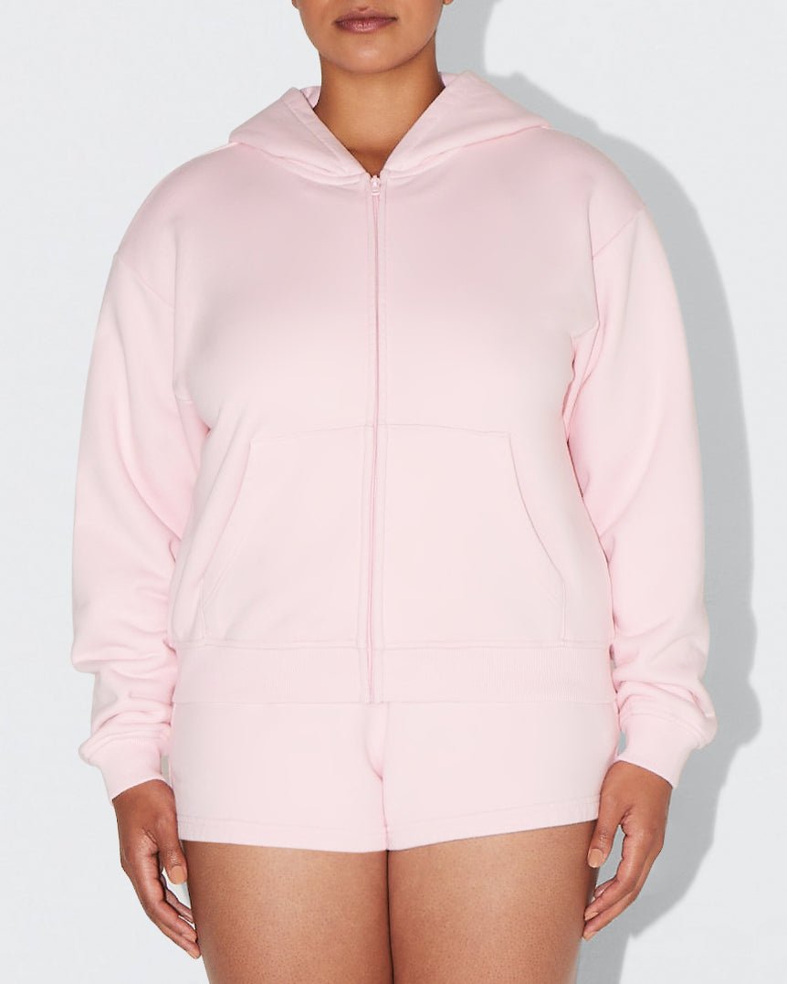 Fleece Zip Hoodie with Oversized Hood Orchid Pink – Khy