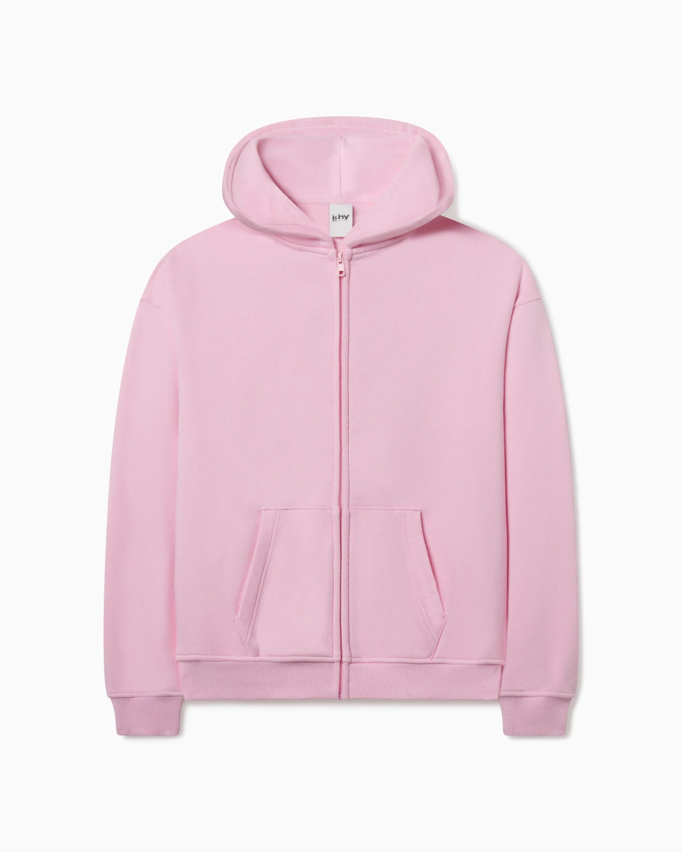 Fleece Zip Hoodie with Oversized Hood | Orchid Pink