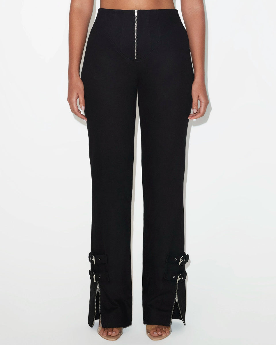 High Rise Denim Trousers | Black – Khy