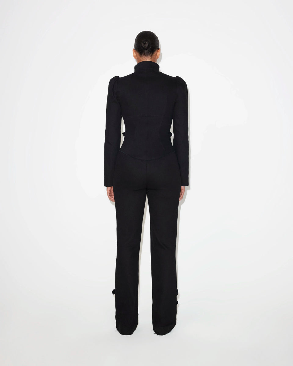 High Rise Denim Trousers | Black