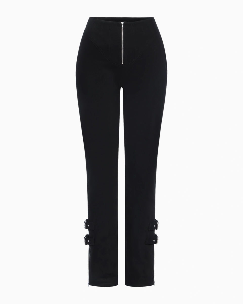 High Rise Denim Trousers | Black
