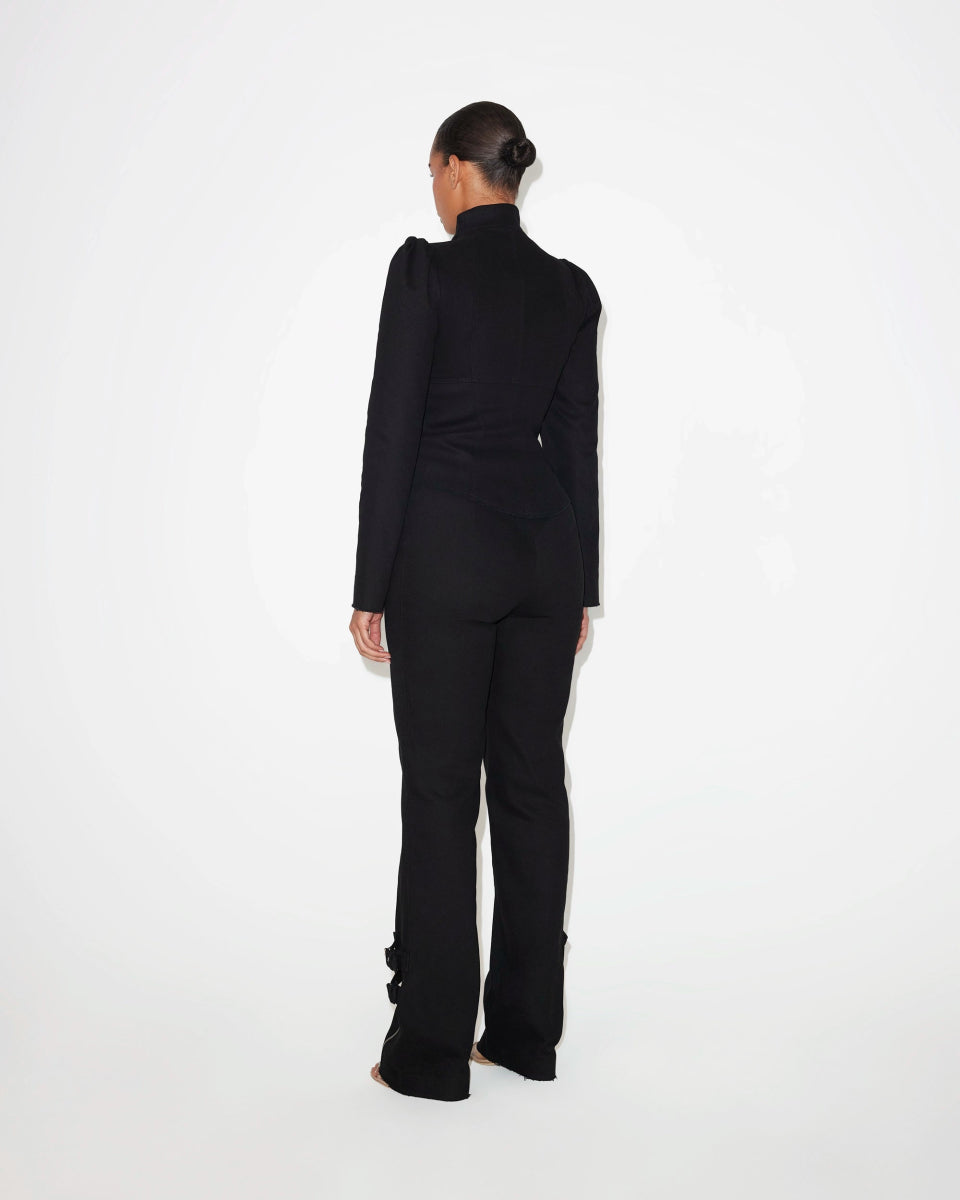 High Rise Denim Trousers | Black
