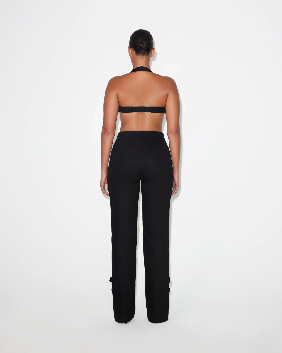 High Rise Denim Trousers | Black