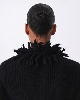 Fringe Wool Cardigan | Black