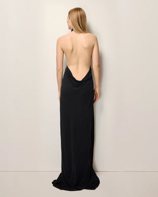 Knotted Halter Gown | Black