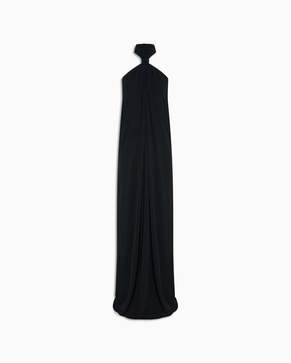 Knotted Halter Gown | Black