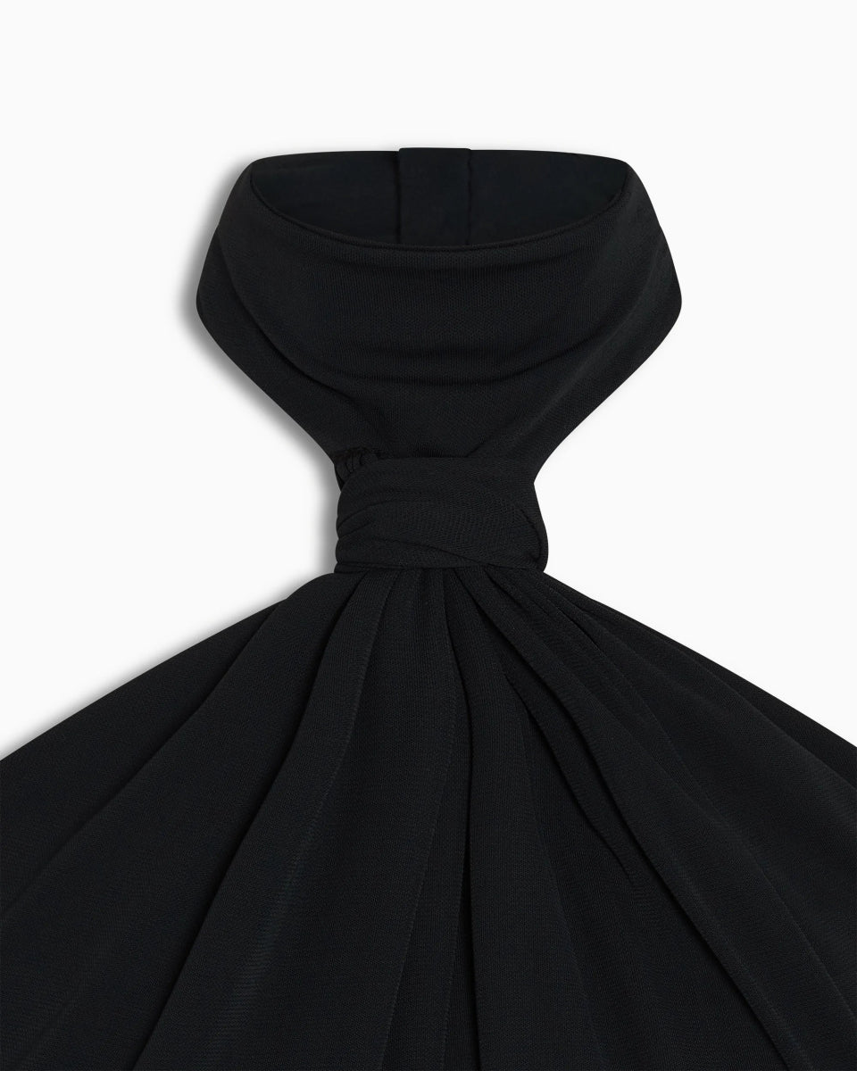 Knotted Halter Gown | Black