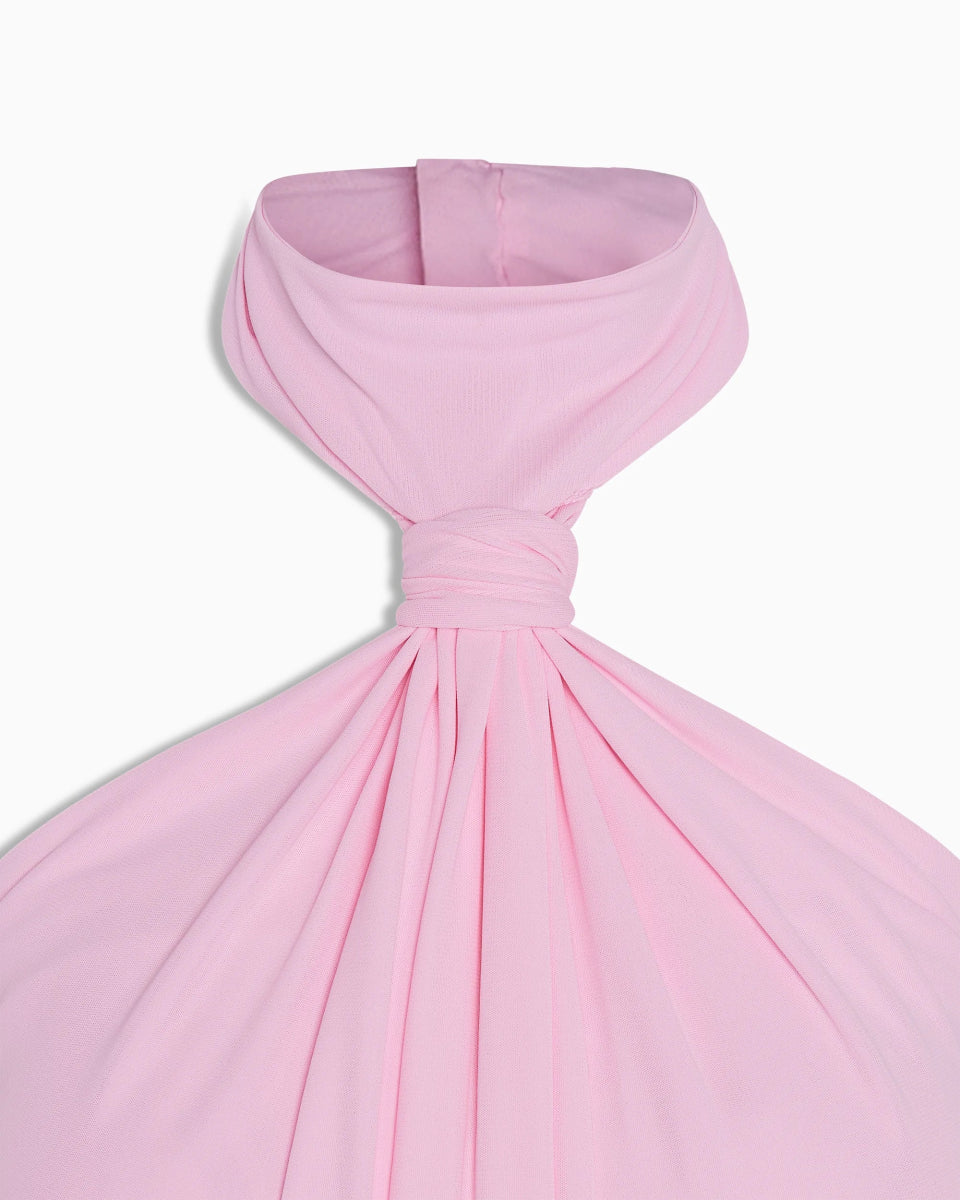 Knotted Halter Gown | Powder Pink