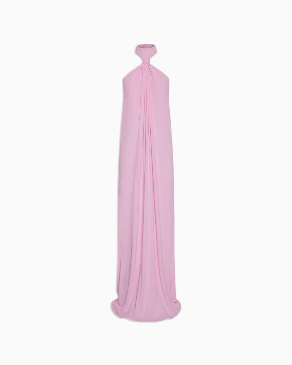 Knotted Halter Gown | Powder Pink