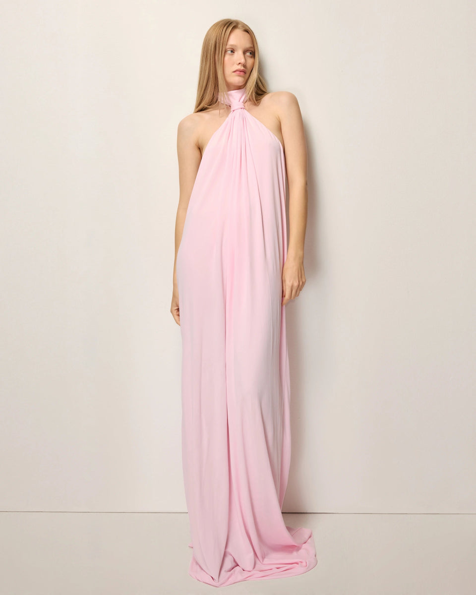 Knotted Halter Gown | Powder Pink
