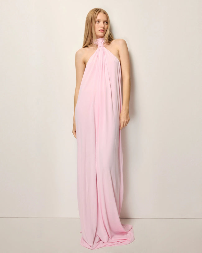 Knotted Halter Gown | Powder Pink
