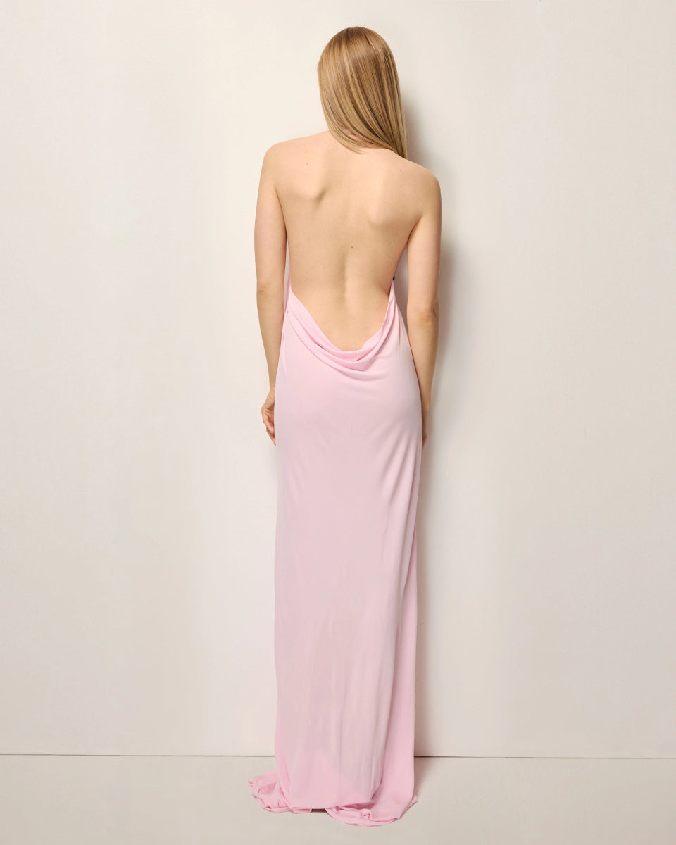 Knotted Halter Gown | Powder Pink