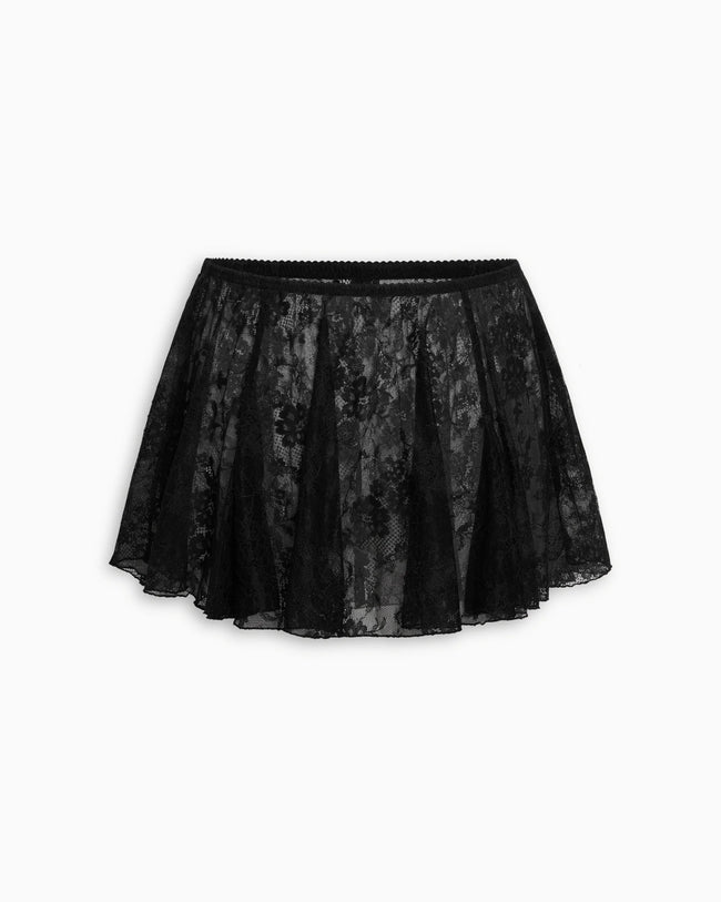 Lace Flirty Mini Skirt | Black