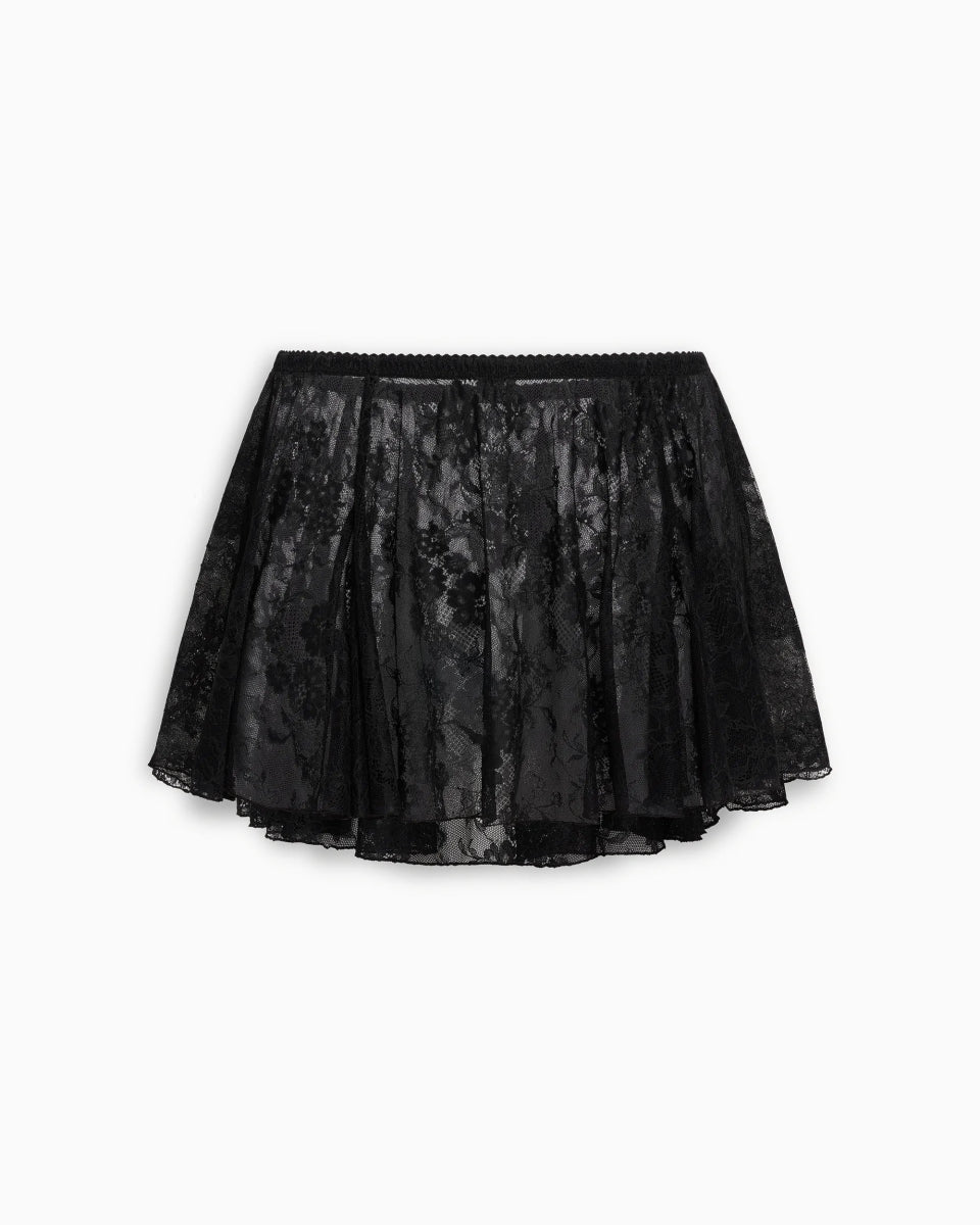 Lace Flirty Mini Skirt | Black