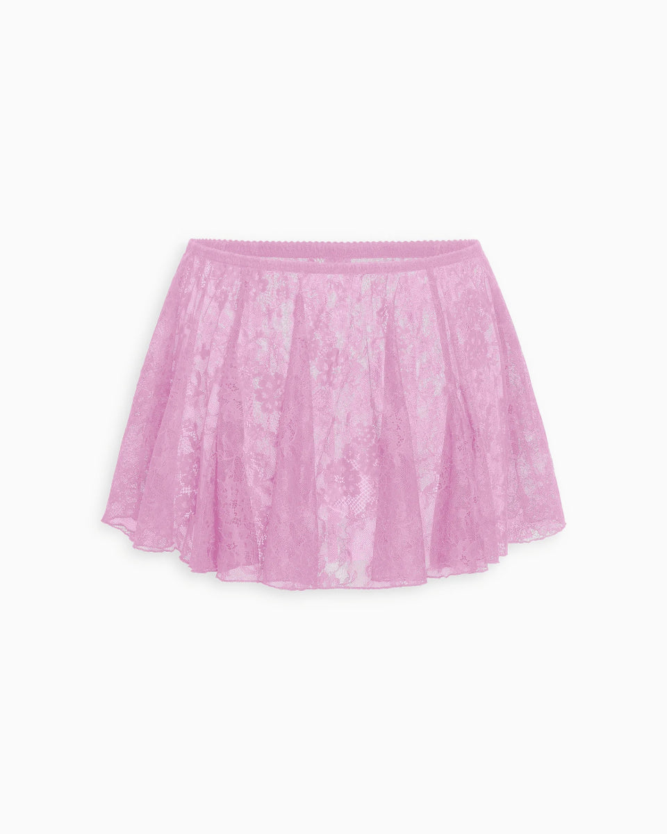 Lace Flirty Mini Skirt | Powder Pink