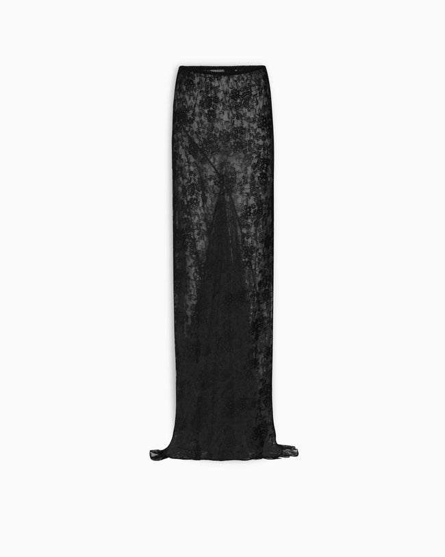 Lace Maxi Skirt With Train | Black