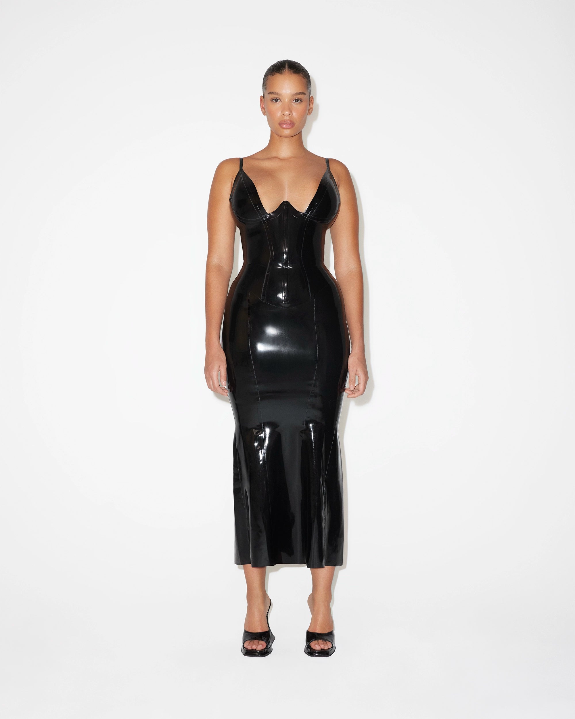 Black Latex Plunge Tank Ribbed Top Black Latex Plunge Tank Ribbed Top