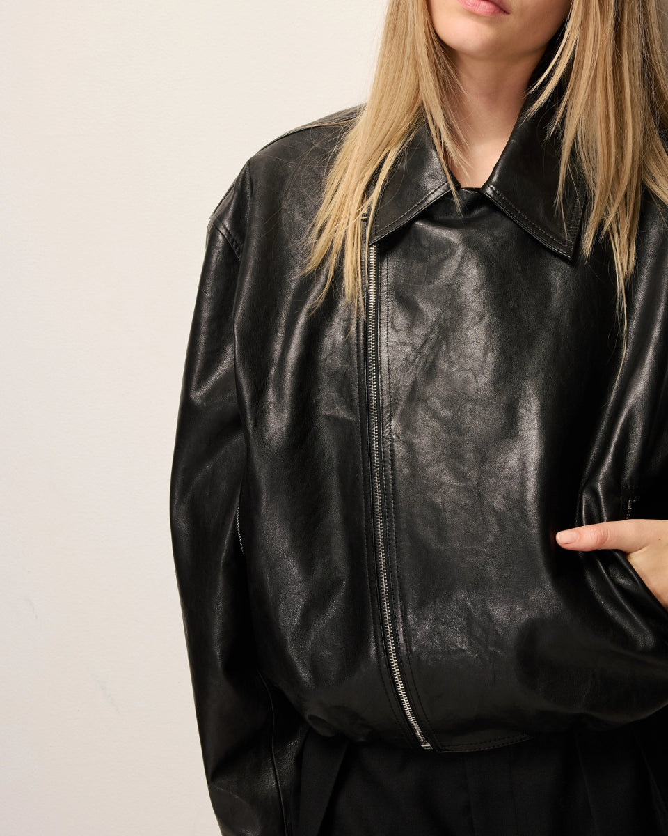 Leather Moto Jacket | Black