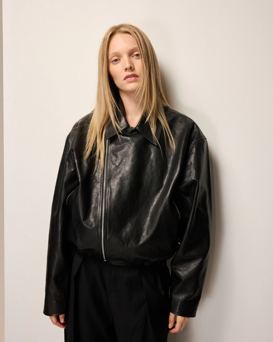 Leather Moto Jacket | Black