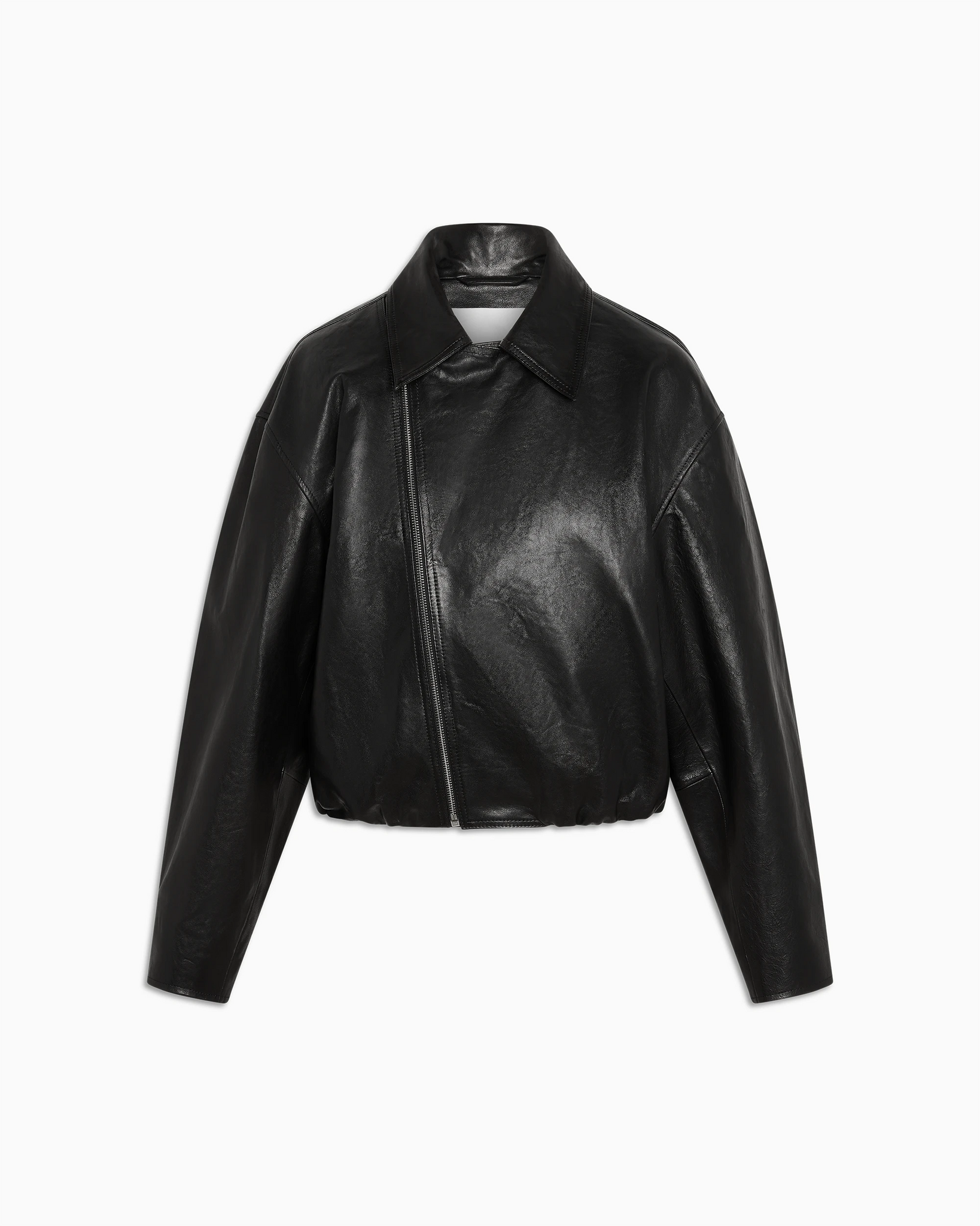 Black Leather Moto Jacket Stretch Fitted | Khy