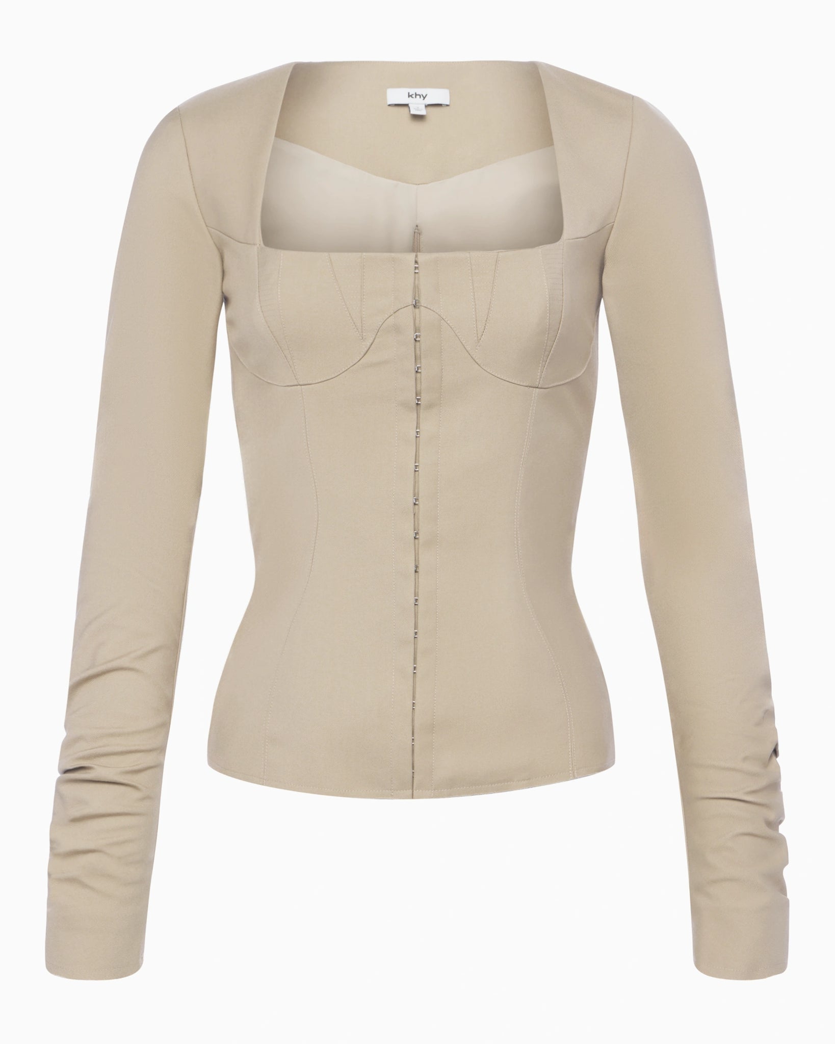 トップス elfelfelfarchives LONG SLEEVE corset Sand Long Sleeve Corset Top Stretch | Khy