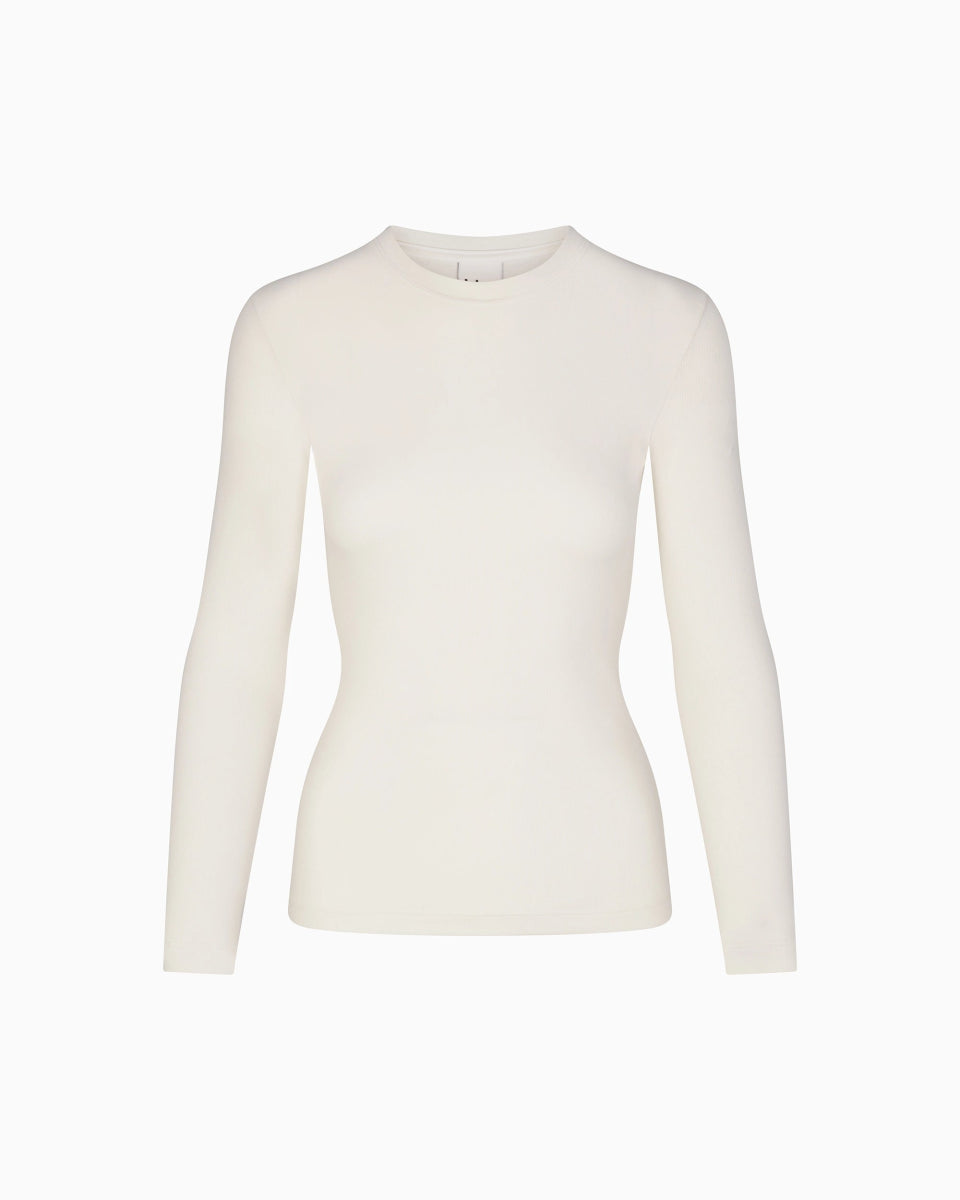 Long Sleeve Ribbed Tee | Ecru