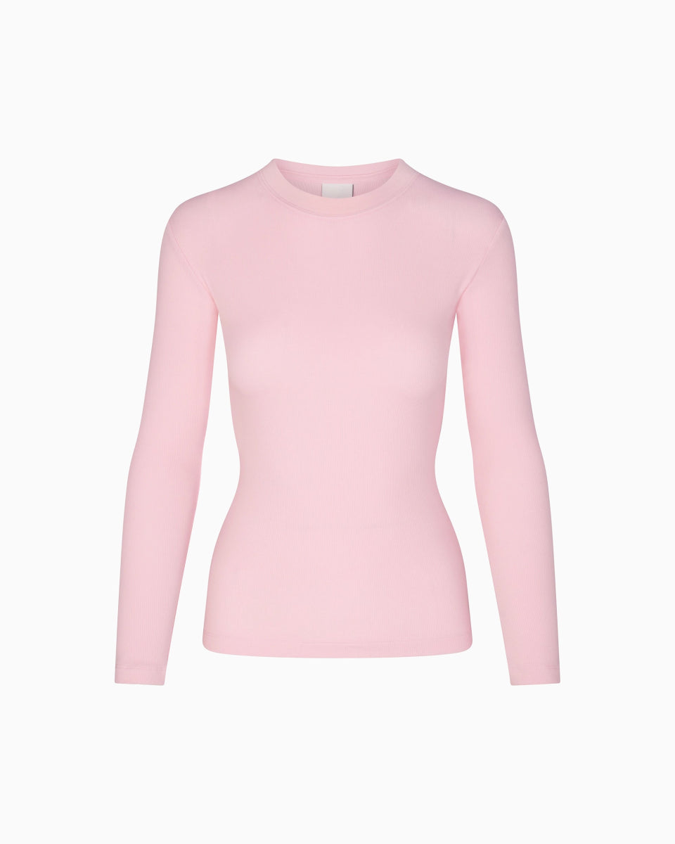 Long Sleeve Ribbed Tee | Orchid Pink